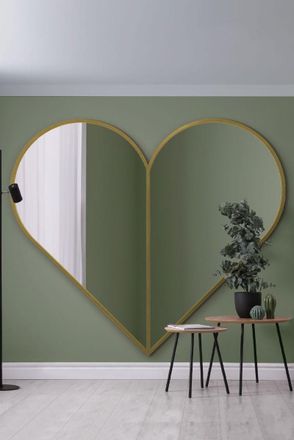 MirrorOutlet Gold Metal Framed Heart Shaped Leaner/Wall Mirror (180CM X 180CM) | Size: 1 Pack