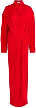 Sportmax Gathered Stretch-silk Maxi Shirt Dress - Red - 16 (UK16 / XL)