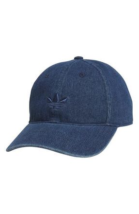 adidas Trefoil Embroidered Denim Baseball Cap in Medium Blue Denim/Blue at Nordstrom, Size Small