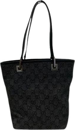 Gucci Pre-owned Tote Bags, female, Black, Size: ONE SIZE Pre-owned GG Canvas Shoulder Tote Bag