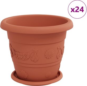 vidaXL Macetas 24 Uds. Rojo Ladrillo &Oslash; 26 X 21.5 Cm Pl&aacute;stico Vidaxl
