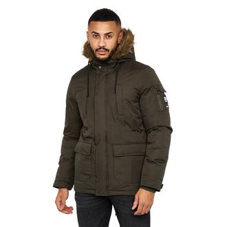 Crosshatch Mens Parkmoore Parka (Dark Olive) - Size X-Large
