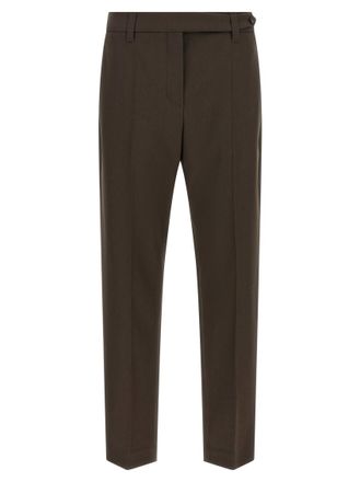 Brunello Cucinelli Brown Tapered Flat Front Pants