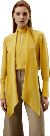 LilySilk Flowing Draped Tie-Neck Silk Blouse for Women
