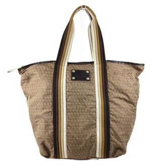 Fendi Beige Nylon Handbag Pouch Shoulder Bag Tote Bag (Pre-Owned)