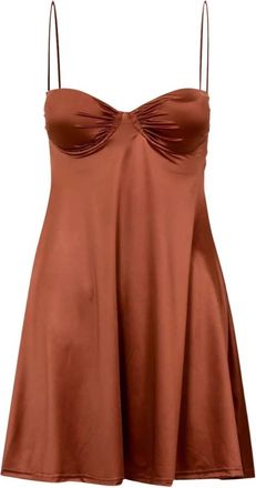 F**k Korte Gedrapeerde Jurk - Dames - Korte kleedjes - Bruin - S - Polyester - Kleedjes