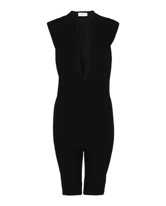 Ferragamo Womens Plunging Sleeveless Romper In Black