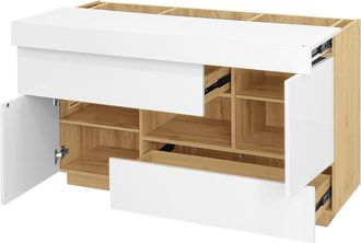 STILVORA Aparador Con 2 Puertas, 2 Cajones Y 1 Hueco Abierto, Led 16 Colores Por App, Blanco Brillante Y Efecto Madera, 120&times;37&times;76,5 Cm