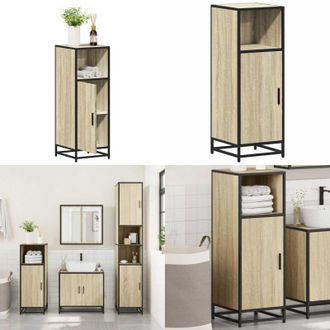 vidaXL Mobiletto da bagno Rovere Sonoma 35x37,5x100 cm Legno ingegnerizzato - Mobiletto in legno - Mobiletto in metallo