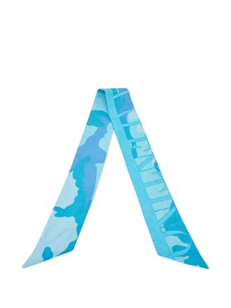 Valentino Garavani camouflage-print silk bandeau - Blue