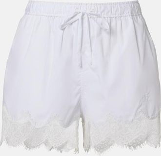 SIMKHAI Lace-trimmed cotton shorts
