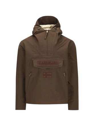 Napapijri Brown Oversized Technical Anorak With Adjustable Features