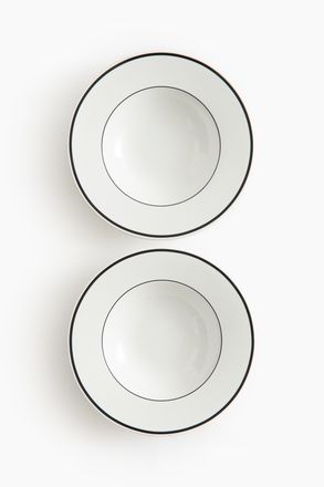H&M 2er-Pack Tiefe Teller aus Porzellan - Schwarz