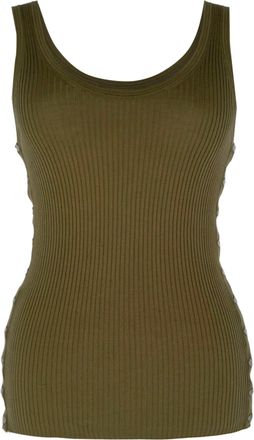 Alexander Wang Ribbed-Knit Tank Top in Olive Cotton