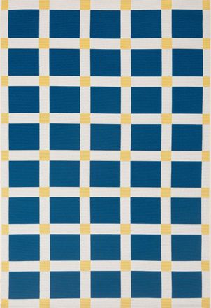 Nazar Rugs Alfombra para interior/exterior de cuadros azul 120x180 cm