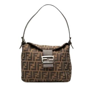 Fendi Pre-owned Shoulder Bags, female, Brown, Size: ONE SIZE Pre-owned Vintage Zucca Shoulder Bag