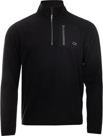 Calvin Klein Mens Planet Fleece Half Zip Stretch Sweater - Black - M