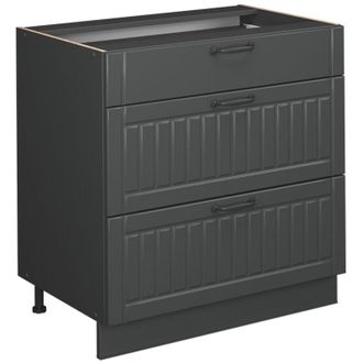 Vicco Mueble Bajo De Cocina Fame-line, Gris Oscuro, 80 Cm Con 3 Cajones, Sin Encimera, Vicco