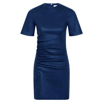 Paco Rabanne Abito Corto in Pelle dAgnello - - Dresses - Donna - Blu - S