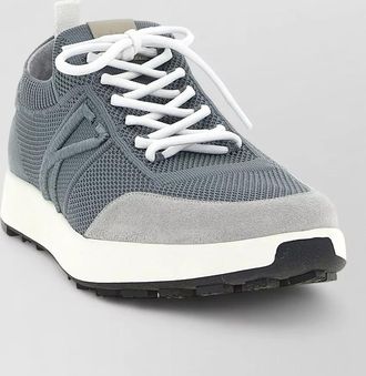 Kiton technical cotton lace up sneakers mesh