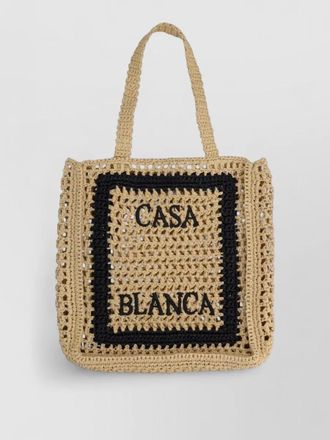 Casablanca logo tote bag crochet square design