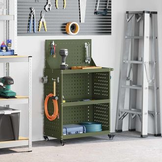 vidaXL Carro De Herramientas Con Estante Verde Oliva 65 X 35 X 111 Cm Vidaxl