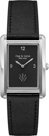 Rag & Bone Brynn Leather Strap Tank Watch, 28mm x 38mm in Silver-Tone at Nordstrom