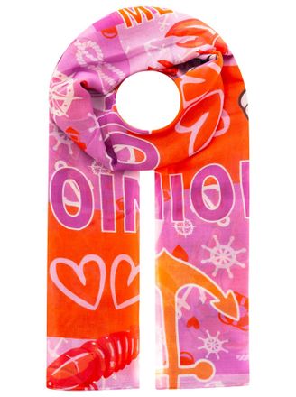 Zwillingsherz Schal ZWILLINGSHERZ Maritimes Patchwork, Damen, pink, Web, Obermaterial: 100% Polyester, Modet&uuml;cher Schal, Farbenfrohes Motiv, Anker, Herzen