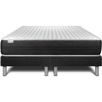 VITALIT Base Tapizada Negro + Colch&oacute;n Con Muelles Ensacados 2x90x200