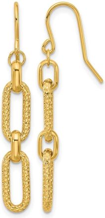 Diamond2Deal 14K Yellow Gold Diamond-cut Link Drop Dangle Earrings