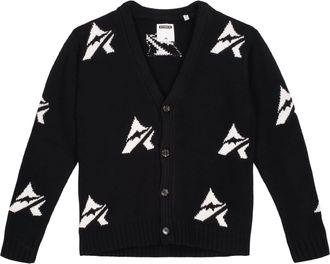 Avirex Mens Athletic Cardigan in Black Wool - Size Medium