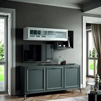 MondoViro Aparador moderno jazz de 3 puertas de madera con patas de metal cm 1