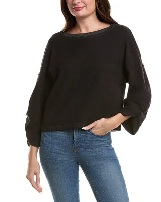 Project Social T Callie Ruched Sleeve Textured Sweatshirt