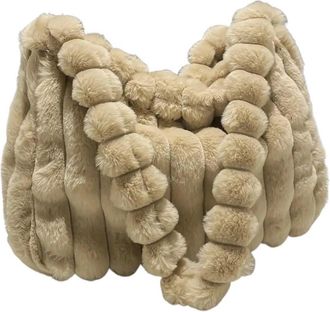 Generic Womens Plush Bags Trendy Plush Tote Bag, Large Capacity Elegant Crossbody Shoulder, Handbag For Women(Khaki)