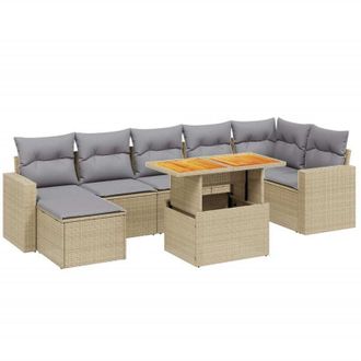 vidaXL Vidaxl - Juego De Sof&aacute;s De Jard&iacute;n Con Cojines Beige 8 Pzas Rat&aacute;n Pe