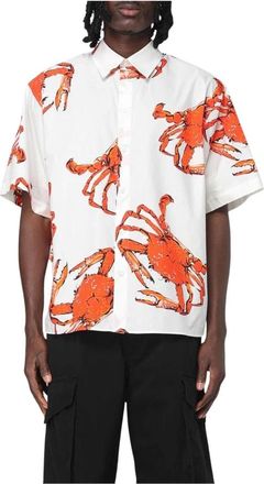 Msgm Msgm, Overhemden, Heren, Veelkleurig, XL, Katoen, Kortärmad skjorta met krabbenprint