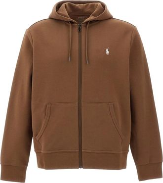 Polo Ralph Lauren Felpa con zip integrale in doppio knit - - Sweatshirts & Hoodies - Uomo - Marrone - XL