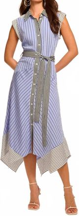 Ramy Brook Vivienne Button Down Sleeveless Midi Dress In Catalina Stripe