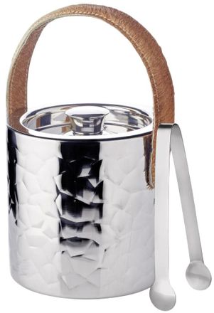 Edzard Premium Eiseimer Capri inkl. Deckel & Eiszange - aus Edelstahl, hochglanzpoliert