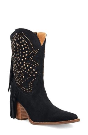 Dingo Star Power Fringe & Stud Western Boot in Black at Nordstrom, Size 8.5