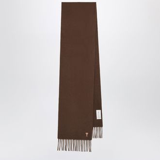 Ami Brown Ami de Coeur wool scarf
