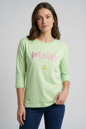 Zwillingsherz 3/4-Arm-Shirt ZWILLINGSHERZ Moin, Damen, Gr. L/XL, gr&uuml;n (neongr&uuml;n), angeraute Sweatware, Obermaterial: 50% Baumwolle, 50% Polyester, Shirts 3/4-Arm-Sh