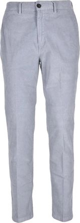 Cruna Light Grey Stretch Cotton-Blend Corduroy Straight-Leg Pants