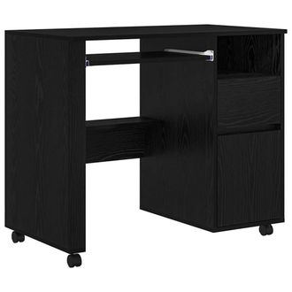 Berkfield Home Black Oak Computer Desk Black Oak Engineered wood, Metal Medium