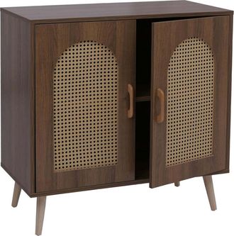 Hhg C&oacute;moda Hhg-904, Armario Con Puertas, Aparador, Compartimentos De Almacenamiento, Polirrat&aacute;n, Mdf, Melamina, 79 X 80 X 40 Cm, Aspecto Nogal