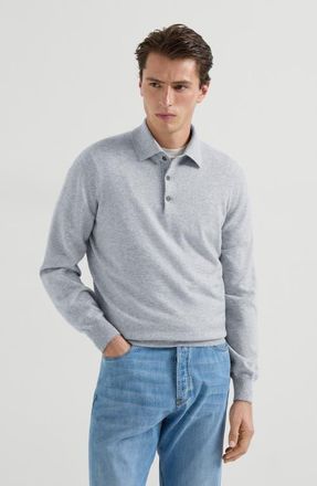 Brunello Cucinelli Cashmere knit polo shirt in Pebble at Nordstrom, Size 58 It
