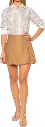 SIMKHAI Frankie Mini Combo Mini Shirt Dress In Sand Stripe Multi