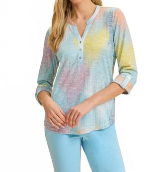 FDJ 3/4 Sleeve Henley Top In Bright