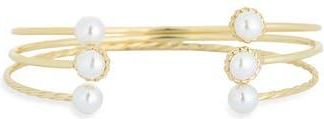Nordstrom Rack 3-Pack Faux Pearl & Cuff Bracelets in White- Gold at Nordstrom Rack