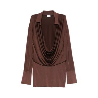 Andamane Blouses, female, Brown, Size: 2XS Draped Front Blouse